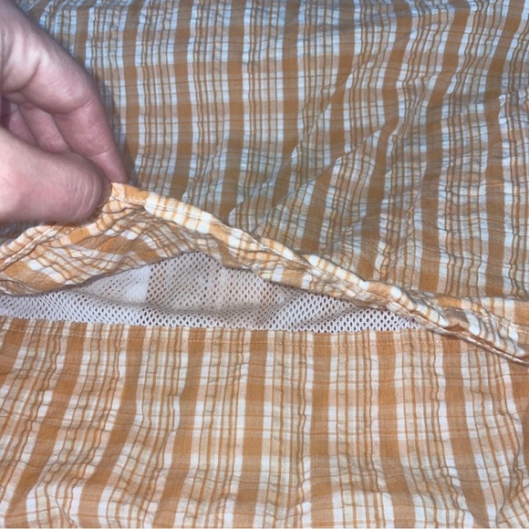 Orvis Shirt Collared Plaid Orange Plaid Fishing Vented Mesh Long Sleeve Collared - Picture 6 of 7